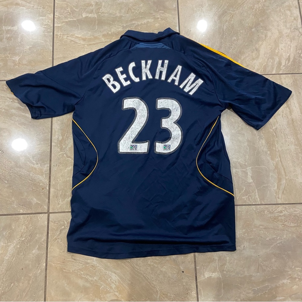 Men’s Adidas LA Galaxy Jersey David Beckham Dark Blue Large - Picture 2 of 5